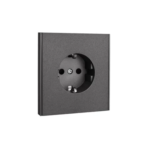 Розетка 1-м СП STRONG MIELE 16А с заземл. защ. шторки графит Kranz KR-78-0701-6 фото 4