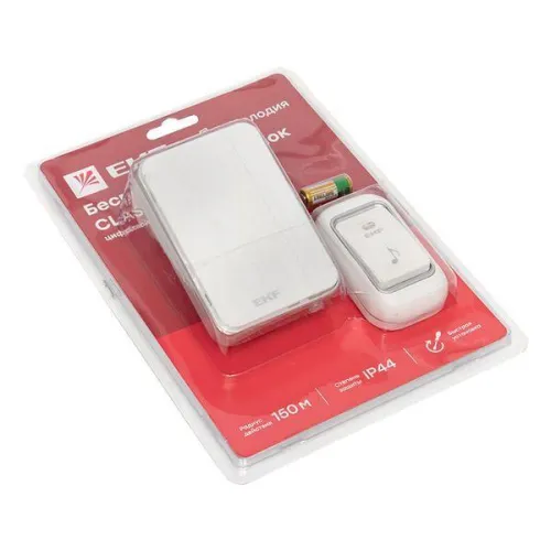 Звонок беспроводной 51 мелод. с индик. 4 уровня в розетку бел./сер. Classic EKF DBS-002 фото 6