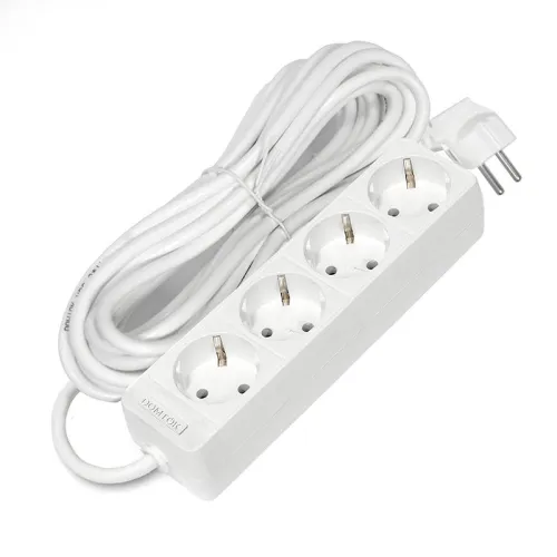 Удлинитель 4х7м с заземл. 16А IP20 3.5кВт ПВС 3х1 бел. DOMTOK 2398 фото 3