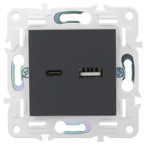 Розетка USB A+C 3.1А SKANDY SK-R14G графит IEK SK-U22-D31-K53 фото 2