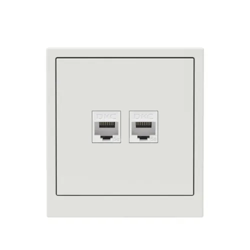 Розетка компьютерная 2-м KANT RJ45 кат.5E без шторки бел. песок DKC 7010664 фото 6