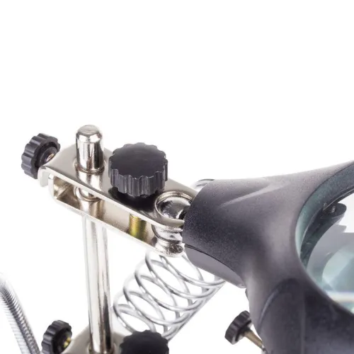 Держатель "третья рука" с лупой х2.5 подставка под паяльник LED подсветка Rexant 12-0250 фото 8