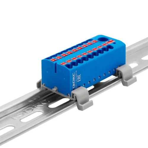 Блок распределительный зажим push-in 1 ввод 6кв.мм 18 точек подключения 25кв.мм син. DKC DTP1-118-104SPUB фото 3