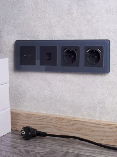 Рамка 4-м BRITE РУ-4-2-Бр стекло графит RE IEK BR-M42-G-41-K53 фото 2