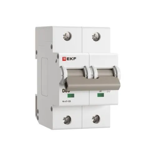 Выключатель автоматический модульный 2п D 80А 15кА ВА 47-125 PROxima EKF mcb47125-2-80D фото 2