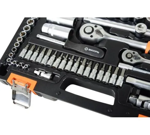 Набор инструментов 1/2дюйм; 1/4дюйм CrV пластик. кейс 82 предм. Вихрь 73/6/7/3 фото 3