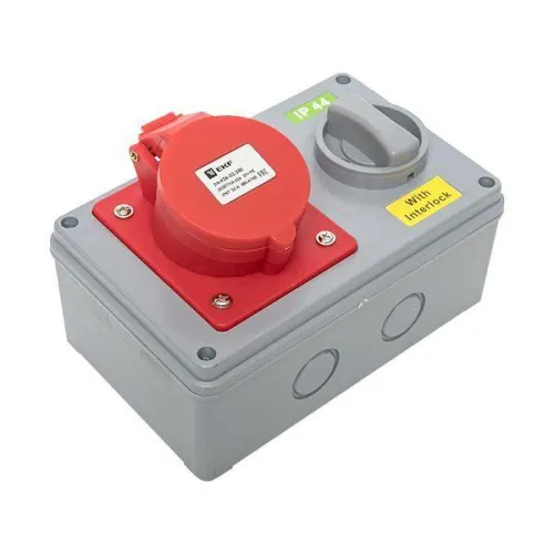Розетка 1424 3Р+РЕ 32А 380В IP44 с блокировкой и выкл. EKF ps-1424-32-380 фото 2