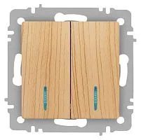 Выключатель 2-кл. СП Accent 6-105-11 10А IP20 250В с подсветкой AL/CU сосна Intro Б0063529