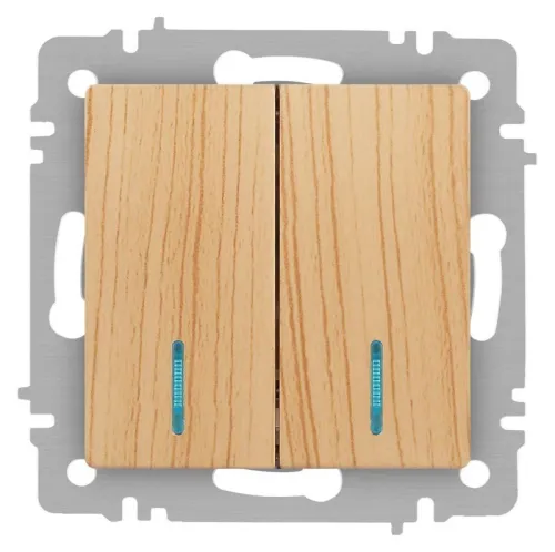 Выключатель 2-кл. СП Accent 6-105-11 10А IP20 250В с подсветкой AL/CU сосна Intro Б0063529