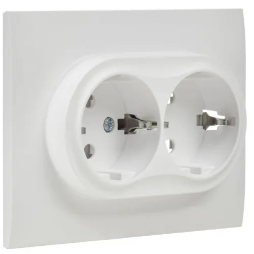 Розетка 2-м SKANDY 16А с заземл. без защ. шторок в сборе SK-R08W арктич. бел. IEK SK-R21-16-K01-F фото 4