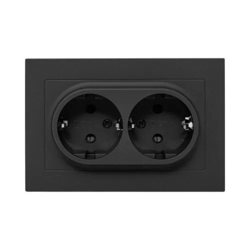 Розетка 2-м СП Эпика 16А с заземл. защ. шторки с рамкой механизм черн. EKF UP1-SOB-211 фото 5