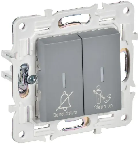 Выключатель 2-кл. SKANDY 10А SK-V16Gr для отелей с индикацией сер. IEK SK-V20-2-10-K03