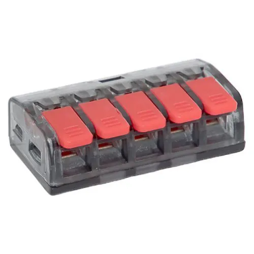 Клемма строительно-монтажная СМК 221-415 с рычагом 5 отверстий 0.2-4.0кв.мм (блист.20шт) PROxima EKF plc-smk-221-415b-20 фото 3