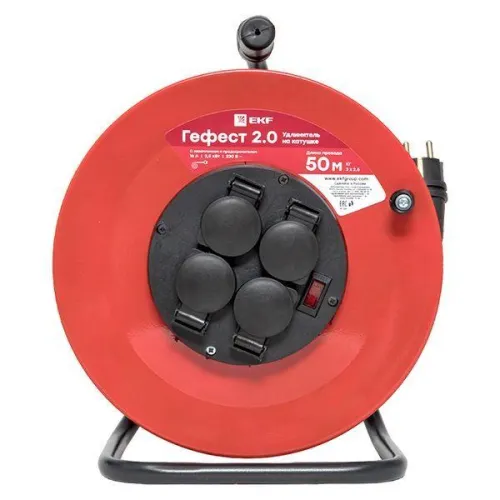 Удлинитель на катушке 4х50м с заземл. 16А IP44 Гефест 2.0 3.5кВт КГ 3х2.5 с предохранителем PROxima EKF UKG02-16-R325-4-50-IP44 фото 2