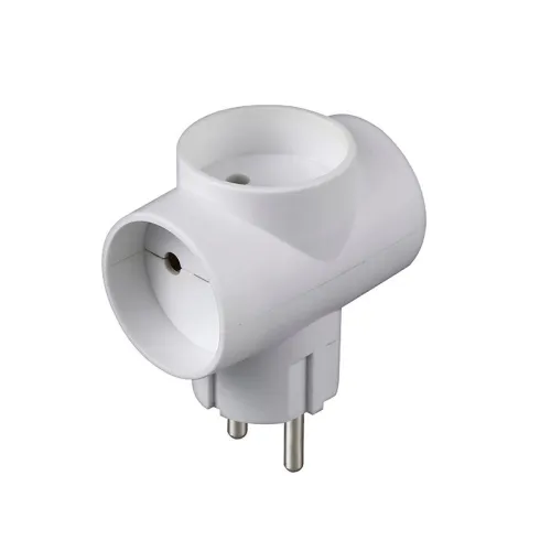 Разветвитель 3-м Т-образный без заземл. 10А 2200Вт 250В бел. DОМТОК 2662