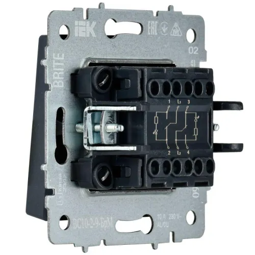 Выключатель 2-кл. BRITE 10А ВС10-2-9-БрМ для отелей с индик. механизм маренго IEK BR-V20-2-10-K35 фото 3
