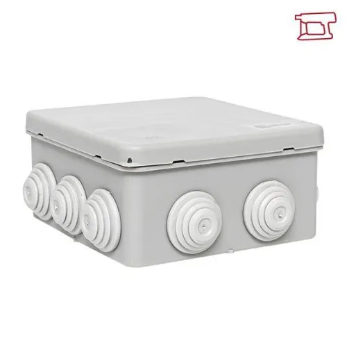 Коробка распределительная КМР-030-014 100х100х50 IP55 с крышкой для прямого монтажа 10 мембранных вводов сер. розн. стикер EKF plc-kmr-030-014-r фото 2