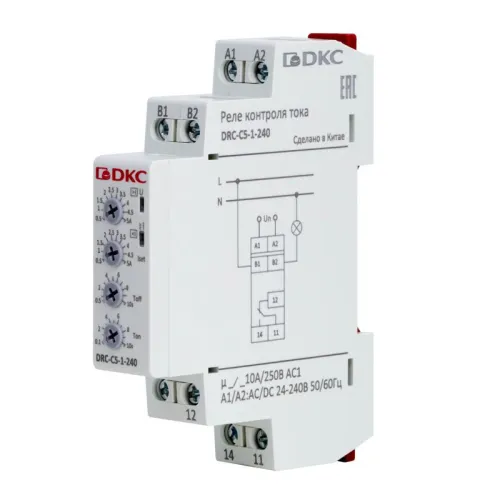 Реле контроля тока тип DRC 0.5-5А конфигурация контакта 1CO 24-240 АC/DC DКC DRC-C5-1-240 фото 3