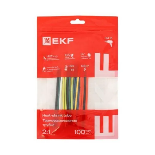 Набор трубок термоусадочных ТУТ нг тонкостен. 2/1 (7 цветов по 3шт 100мм) EKF tut-n-2 фото 3