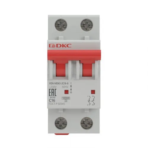 Выключатель автоматический модульный 2п C 6А 6кА MD63 YON MD63-2C6-6 фото 2