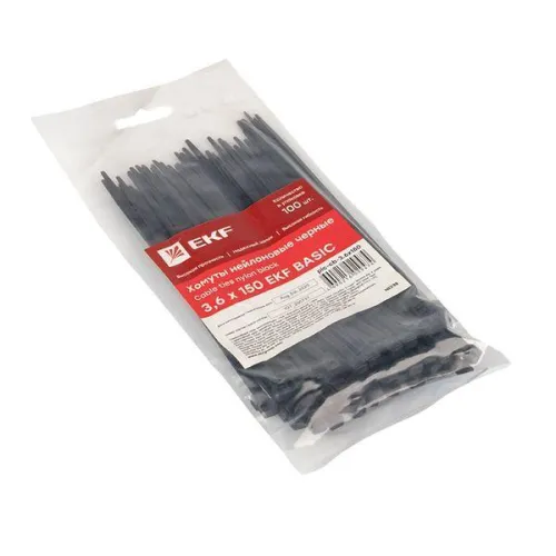 Хомут кабельный 3.6х150 нейл. черн. (уп.100шт) EKF plc-cb-3.6x150 фото 2