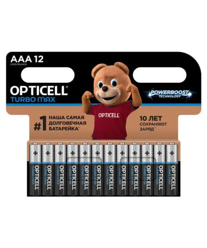 Элемент питания алкалиновый AAA/LR03 (блист. 12шт) Turbo Max Opticell 6053010