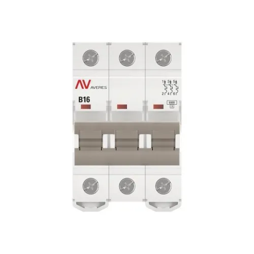 Выключатель автоматический модульный 3п B 16А 6кА AV-6 AVERES EKF mcb6-3-16B-av фото 4