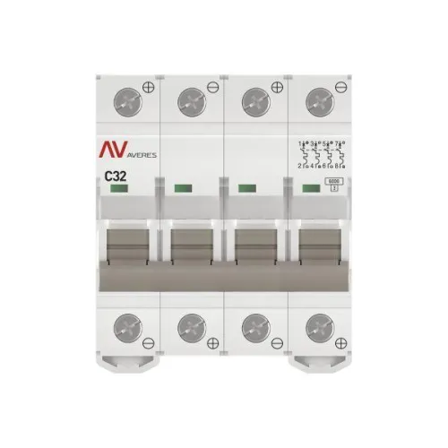 Выключатель автоматический модульный 4п C 32А 6кА AV-6 AVERES EKF mcb6-DC-4-32C-av фото 3
