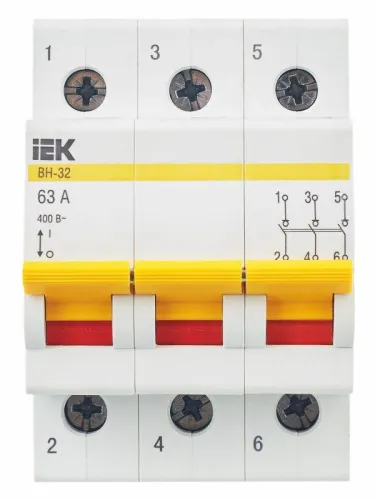 Выключатель нагрузки (мини-рубильник) 3п 63А ВН-32 KARAT IEK MNV10-3-063 фото 2