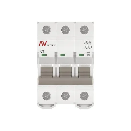 Выключатель автоматический модульный 3п C 1А 10кА AV-10 AVERES EKF mcb10-3-01C-av фото 3