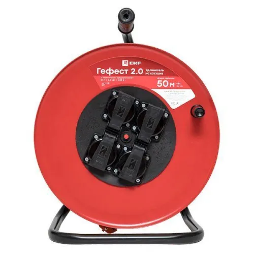 Удлинитель на катушке 4х50м с заземл. 16А IP44 Гефест 2.0 3.5кВт КГ 3х1.5 с предохранителем PROxima EKF UKG02-16-R315-4-50-IP44 фото 2