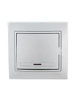 Выключатель 1-кл. СП Mira 10А IP20 с подсветкой со вставкой сер. метал. LEZARD 701-1010-111