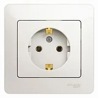 Розетка 1-м СП Glossa 16А IP20 с заземл. в сборе перламутр. SE GSL000642