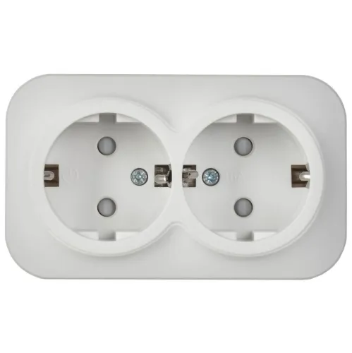 Розетка 2-м ОП GLORY РСш22-3-ХБм 16А с заземл. защ. шторки бел. матов. IEK ERH24-K01M-16 фото 2