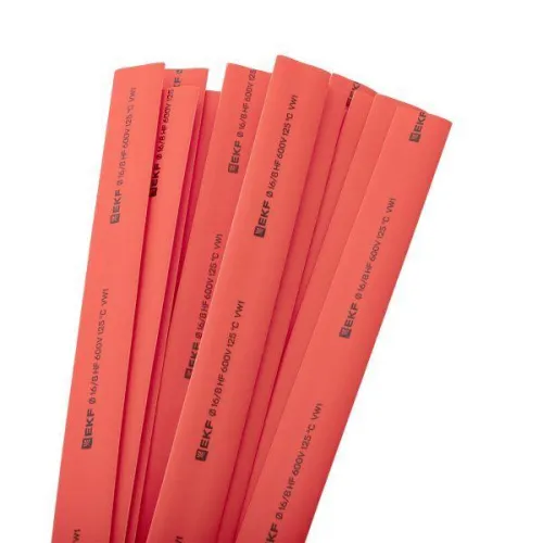 Трубка термоусадочная ТУТ нг 16/8 красн. 1м (уп.50м) PROxima EKF tut-16-r-1m фото 2