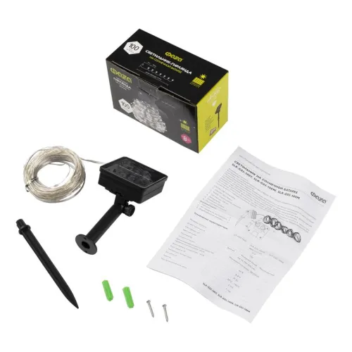 Светильник светодиодный садовый SLR-G03-100W нить 100LED холод. бел. на солнечн. батарее ФАZА 5033313 фото 4