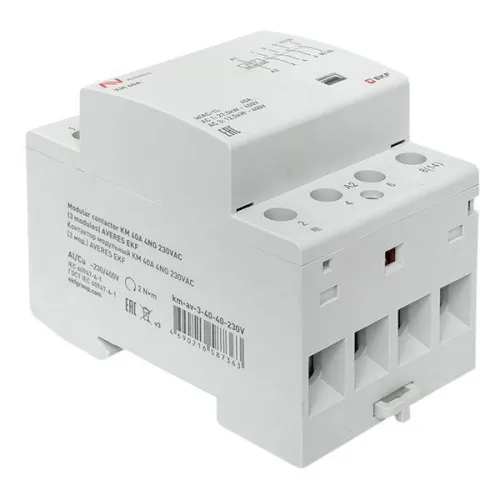 Контактор модульный КМ 40А 4NO 230В AC (3 мод.) AVERES EKF km-av-3-40-40-230V фото 9