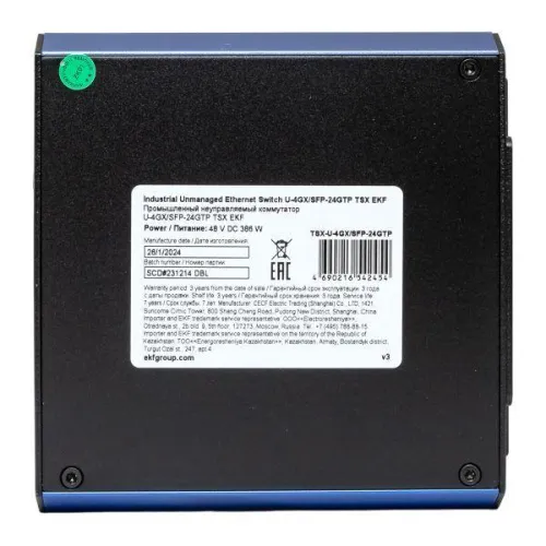 Коммутатор неуправляемый промышленный U-4GX/SFP-24GTP 4 порта 1000Base-X SFP 24 порта 10/100/1000Base-T(X) RJ45 c PoE монтаж на DIN-рейку TSX EKF TSX-U-4GX/SFP-24GTP фото 9