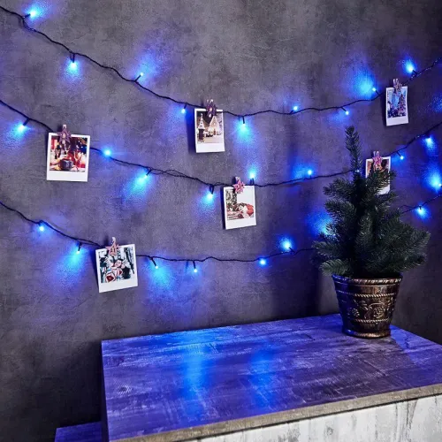 Гирлянда светодиодная "Твинкл Лайт" 6м 40LED син. 4Вт 230В IP20 с контроллером 8 режимов провод ПВХ темн. зел. Neon-Night 303-023 фото 10