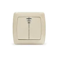 Выключатель 2-кл. СП Маргарита 10А IP20 с подсветкой сл.кость (ivory) UNIVersal М0123-I