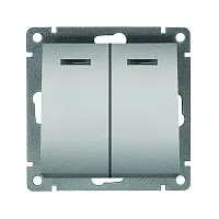 Выключатель 2-кл. СП Афина 10А IP20 с подсветкой механизм серебр. Universal A0123-S