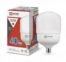 Лампа светодиодная высокомощная LED-HP-PRO 40Вт цилиндр 6500К холод. бел. E27 3800лм 230В с адаптером E40 IN HOME 4690612031101