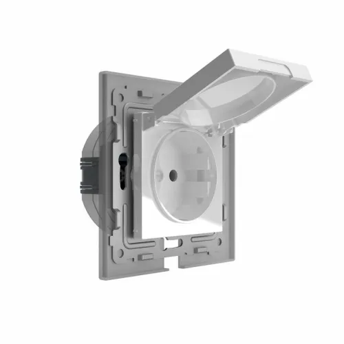 Розетка 1-м СП Pixel IP44 с заземл. с крышкой механизм бел. TOKOV ELECTRIC TKE-PX-R1ZSW1-C01-IP44 фото 2