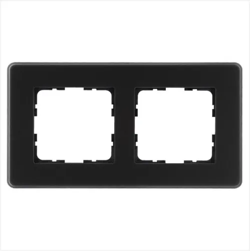 Рамка 2-м G-Glass закругленная стекло матов. черн. Jasmart G1002GB-RM