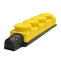 Колодка удлинителя 4-м 1ф с заглушками компакт каучук желт. Universal 3084