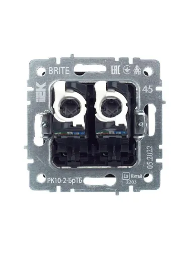Розетка компьютерная 2-м СП BRITE RJ45 кат.5E РК10-2-БрТБ механизм бронза IEK BR-K20-1-K45 фото 7