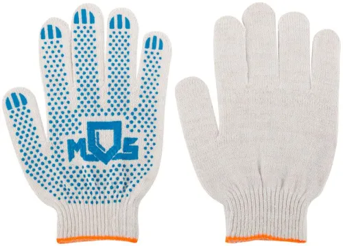 Перчатки вязаные (4 нити) 10 класс вязки х/б с ПВХ 12484