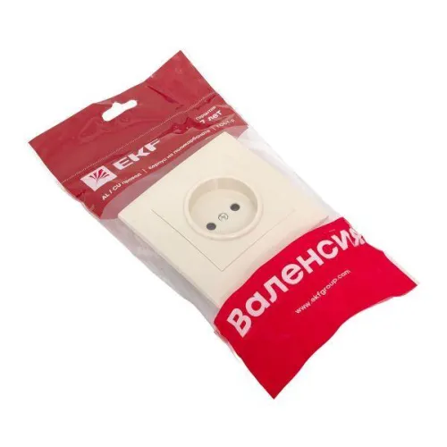 Розетка 1-м СП Валенсия 10А IP20 без заземл. защ. шторки крем. PROxima EKF EWR10-022-20 фото 2