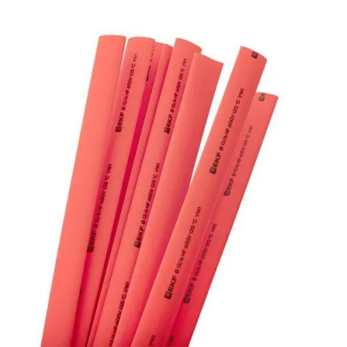 Трубка термоусадочная ТУТ нг 12/6 красн. 1м (уп.50м) PROxima EKF tut-12-r-1m фото 2