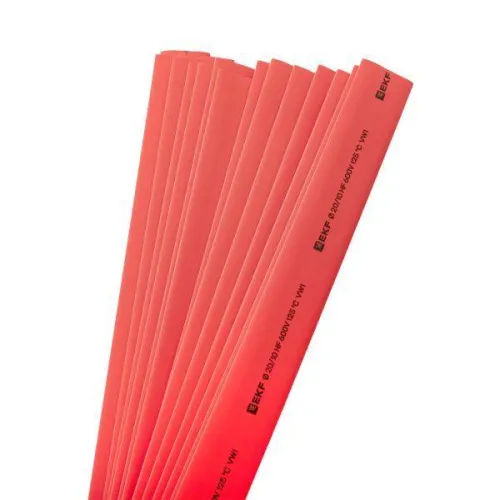 Трубка термоусадочная ТУТ нг 20/10 красн. 1м (уп.50м) PROxima EKF tut-20-r-1m фото 2